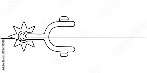 spurs outline continuous one line drawing, Spur Icon, Cowboy Accessory Icon Flat Graphic Design, Spurs vector icon logo design