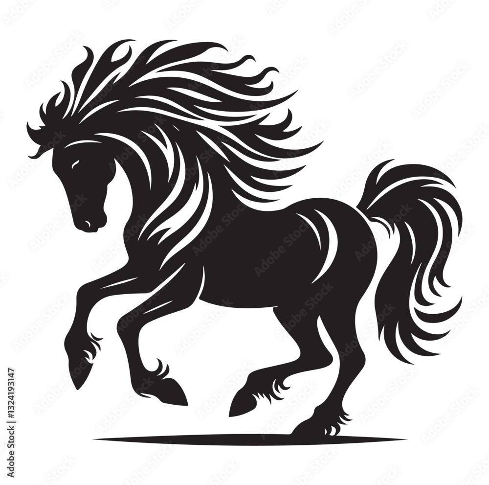 Fototapeta premium Horse vector silhouette design, isolated white background.