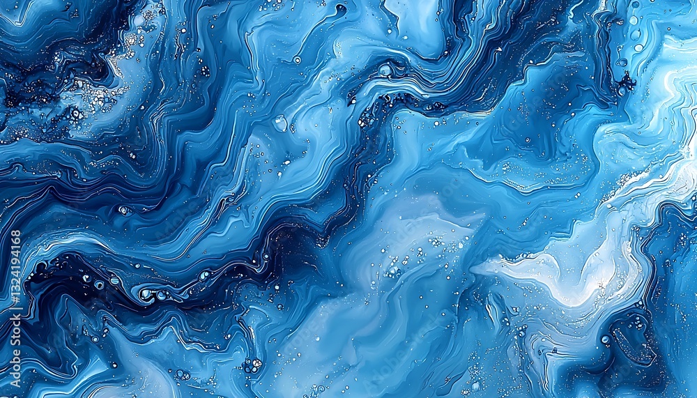 Blue Liquid Marble Abstract Art. Blue Liquid Marble Abstract Art.