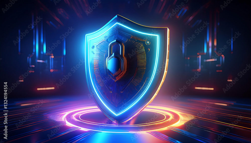 Fototapeta premium security shield and dollar symbol on blue background
