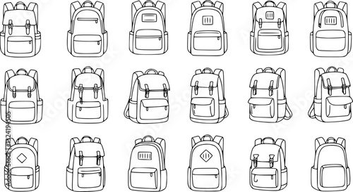 backpack vector illustration, School backpack icon set, School backpack cartoon isolated, Backpack fashion flat , Backpack fashion flat