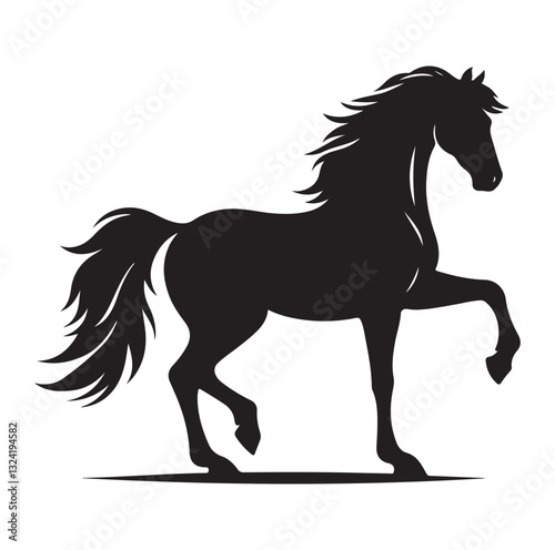 Horse vector silhouette design, isolated white background.