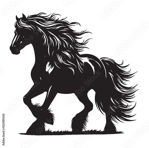 Horse vector silhouette design, isolated white background.