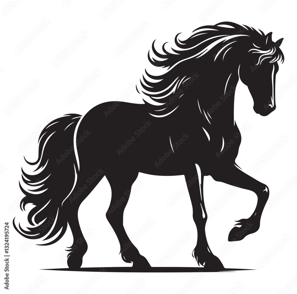 Obraz premium Horse vector silhouette design, isolated white background.