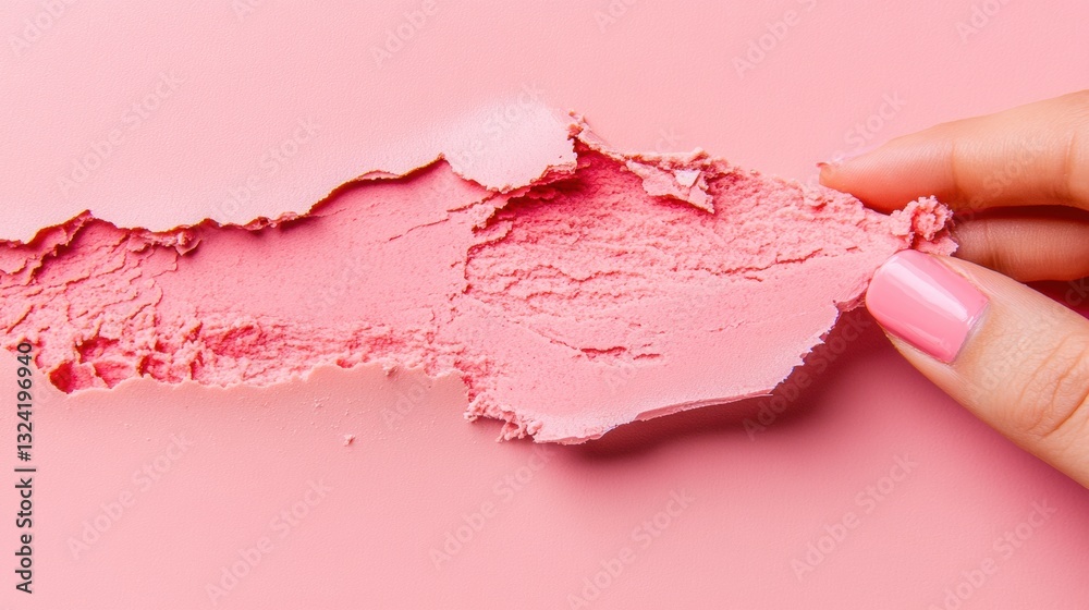 Fototapeta premium Sensory Texture Exploration Millennial Pink Aesthetic Revealing Soft Sculptural Surfaces - Trend-Forward Creative Content for Digital Makers and Visual Storytellers