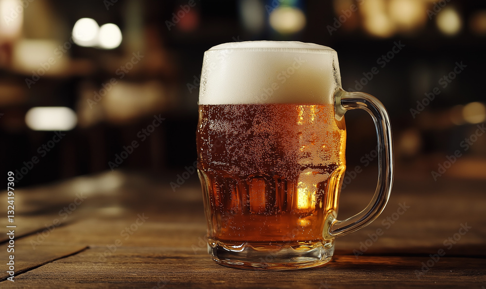 glass of beer on wooden table glass of beer on wooden table
