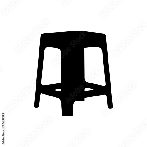 Square plastic stool silhouette vector flat illustration design on white background.