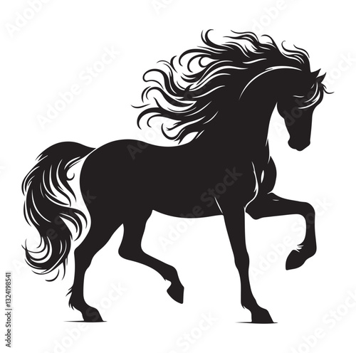 Horse vector silhouette design, isolated white background.