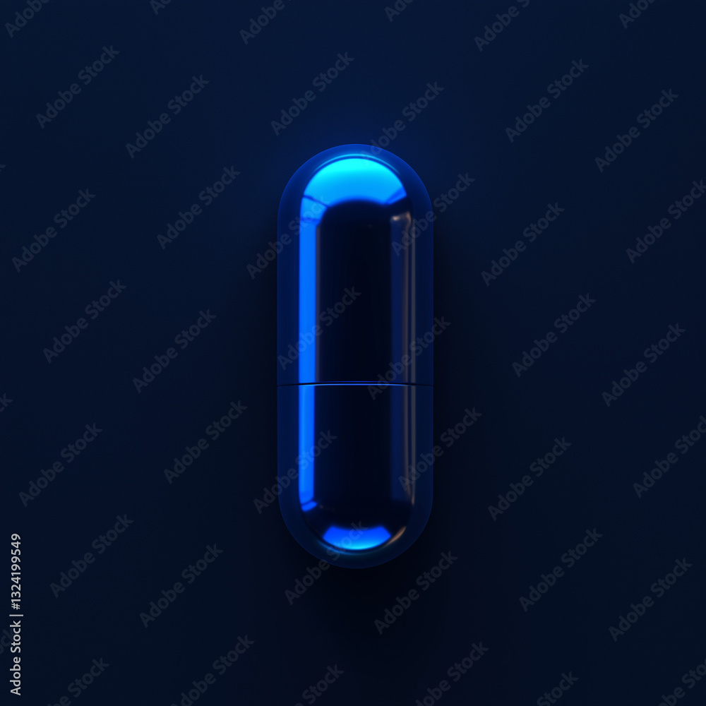 Pill in immersive interface, dark blue Pill in immersive interface, dark blue