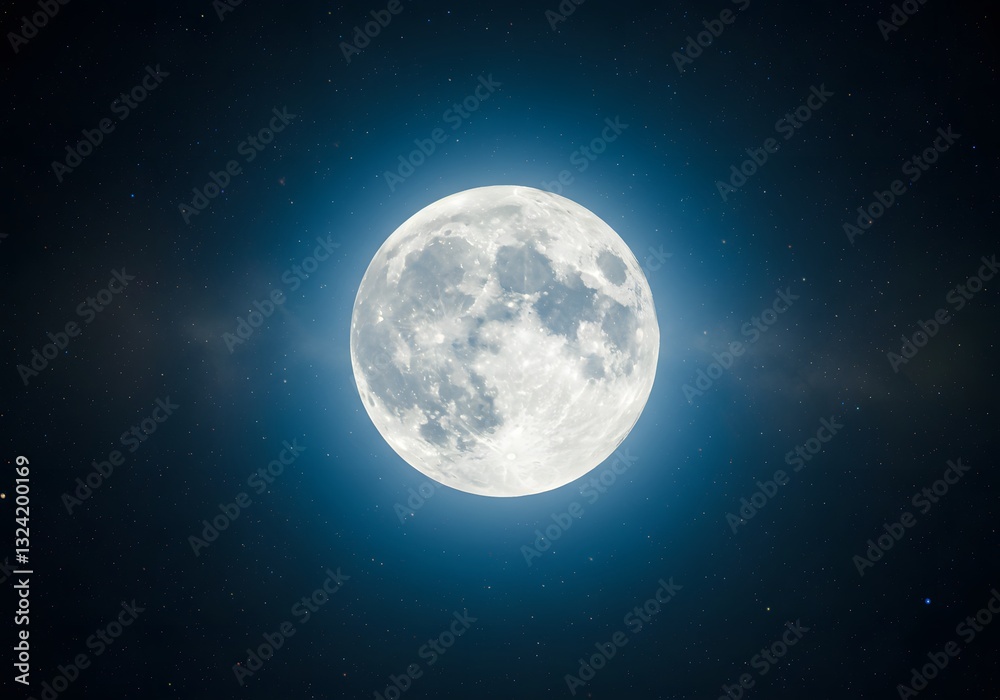 Fototapeta premium Stunning Space Background with Moon & Stars - Lunar Surface, Galaxy, Celestial Night Sky Scene - Cosmic Science Fiction Art, Wallpaper, Digital Design for Phone & Desktop