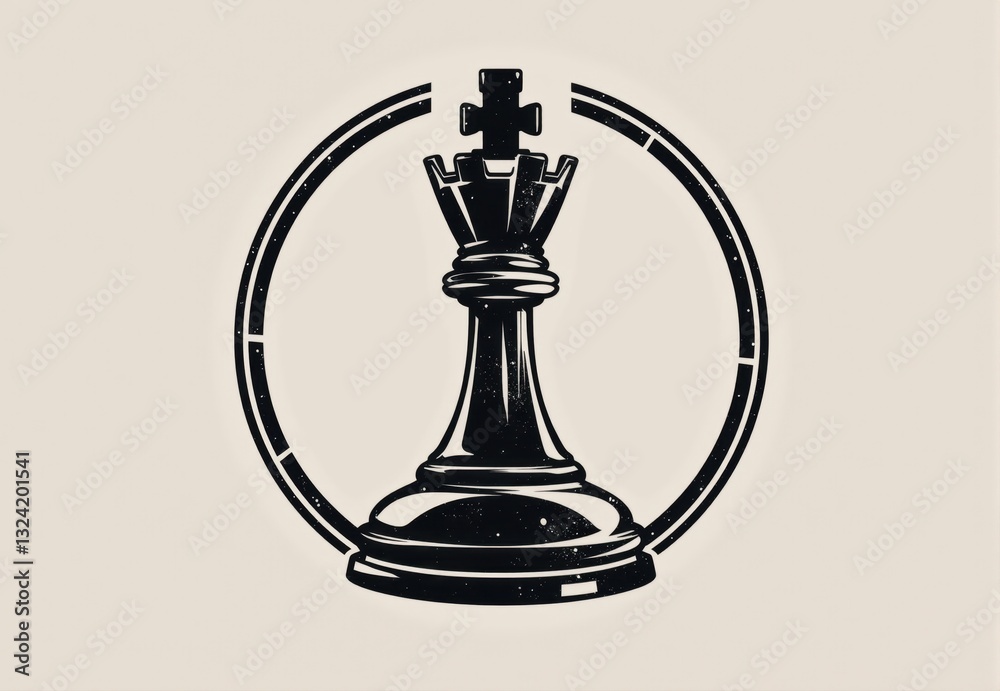 Chess Queen Piece in Circular Frame Chess Queen Piece in Circular Frame