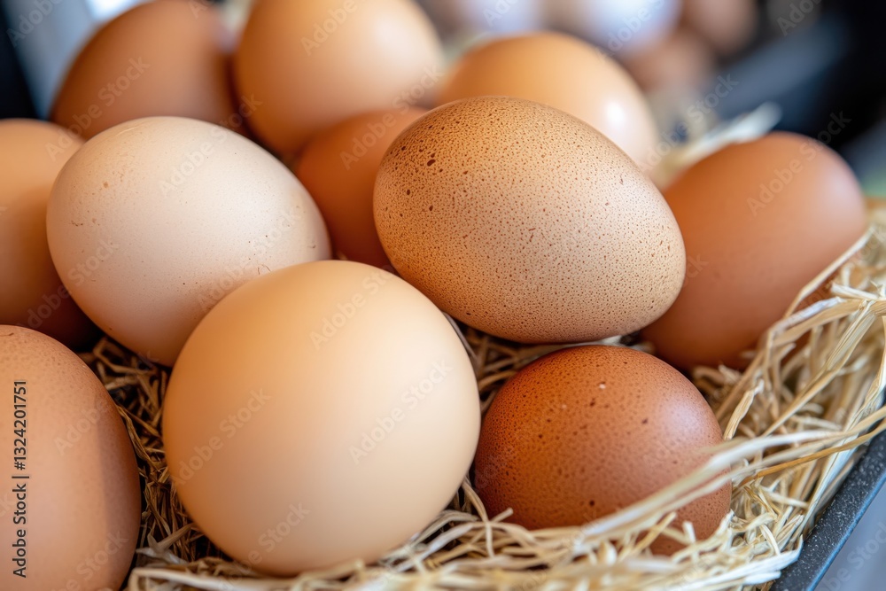 A charming arrangement of mixed eggs showcasing various soft hues, perfect for a cozy kitchen aesthetic or a fresh market display highlighting organic products. A charming arrangement of mixed eggs showcasing various soft hues, perfect for a cozy kitchen aesthetic or a fresh market display highlighting organic products.