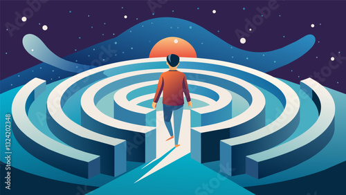 As I emerged from the labyrinth I felt a renewed sense of purpose and clarity ready to take on the outside world with a peaceful and focused mind.. Vector illustration