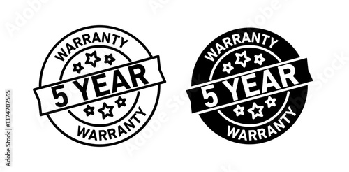 5 year Warranty icon pack in flat and thin liner vectors graphic for ui designs