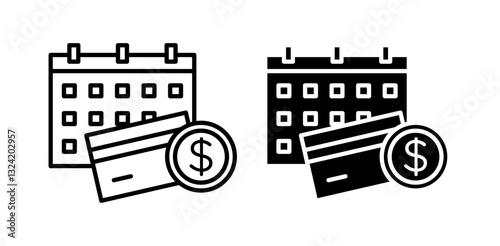 Annual fee icon pack in flat and thin liner vectors graphic for ui designs