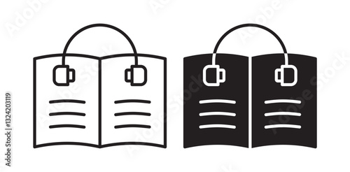 Audiobook icon pack in flat and thin liner vectors graphic for ui designs