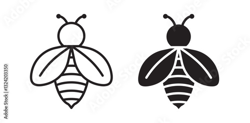 Bee icon pack in flat and thin liner vectors graphic for ui designs