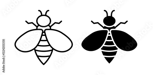 Bee icon pack in flat and thin liner vectors graphic for ui designs