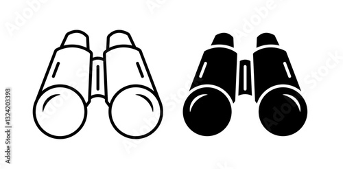 binoculars icon pack in flat and thin liner vectors graphic for ui designs