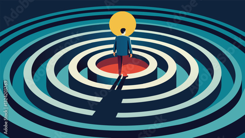 As I reached the center of the labyrinth a feeling of centeredness and inner peace washed over me as if the path itself had led me to this place of clarity.. Vector illustration