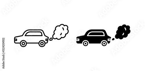 car pollution icon pack in flat and thin liner vectors graphic for ui designs