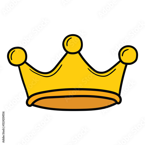 Hand drawn cartoon golden crown on white background.