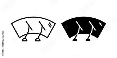 Car windscreen wiper icon pack in flat and thin liner vectors graphic for ui designs