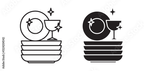 clean dishes icon pack in flat and thin liner vectors graphic for ui designs