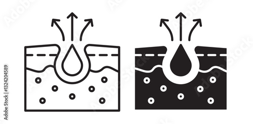 Cleansing Clogged Deep Pore icon pack in flat and thin liner vectors graphic for ui designs