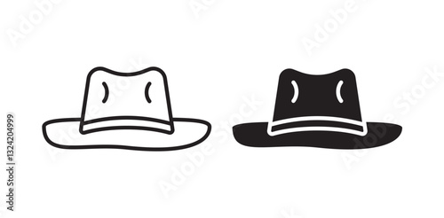 Cowboy hat icon pack in flat and thin liner vectors graphic for ui designs
