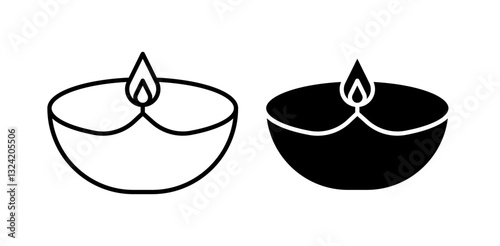Diwali icon pack in flat and thin liner vectors graphic for ui designs