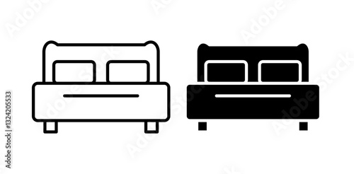 double bed icon pack in flat and thin liner vectors graphic for ui designs