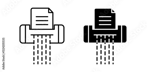 Document shredder icon pack in flat and thin liner vectors graphic for ui designs