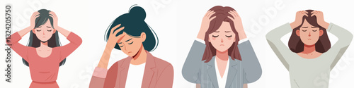 Vector of Frustration stress sad calm problem emotion woman illustration