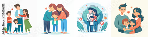 Vector of Happy family hug concept illustration