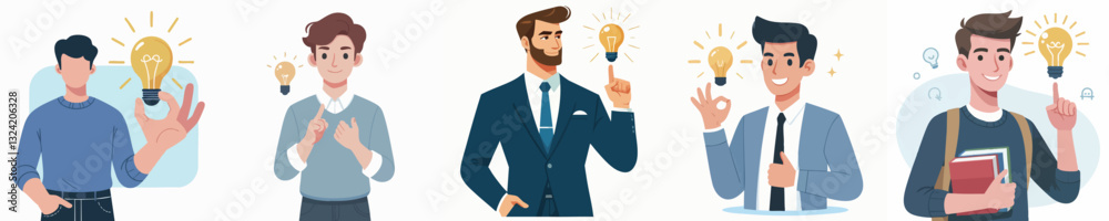 Vector of man showing great idea gesture Vector of man showing great idea gesture