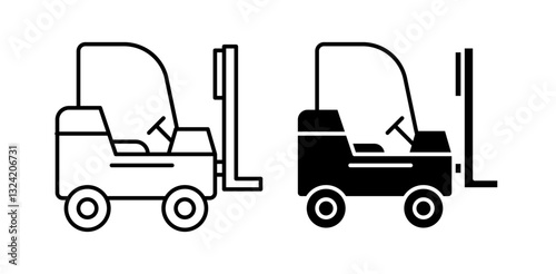forklift loader icon pack in flat and thin liner vectors graphic for ui designs