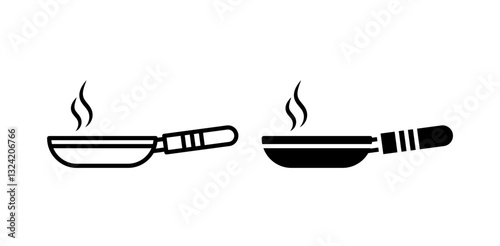 frying pan icon pack in flat and thin liner vectors graphic for ui designs