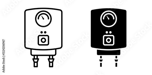 Gas boiler icon pack in flat and thin liner vectors graphic for ui designs