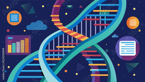 In the endless double helix of DNA scientists have discovered a surprising capacity for storing digital data revolutionizing the way we think about information storage.. Vector illustration