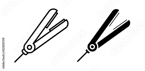 Hair straightener icon pack in flat and thin liner vectors graphic for ui designs