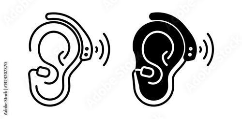 hearing aid icon pack in flat and thin liner vectors graphic for ui designs