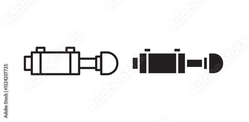 Hydraulic cylinder icon pack in flat and thin liner vectors graphic for ui designs