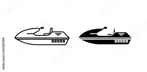 Jet ski icon pack in flat and thin liner vectors graphic for ui designs