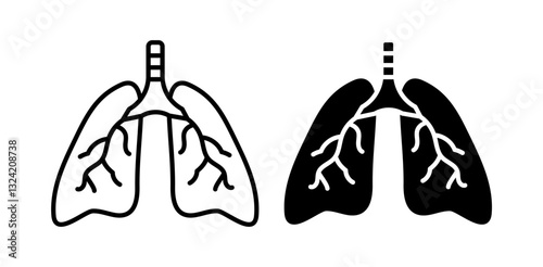 lungs icon pack in flat and thin liner vectors graphic for ui designs