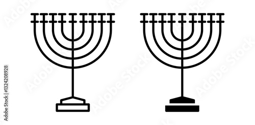 Menorah icon pack in flat and thin liner vectors graphic for ui designs
