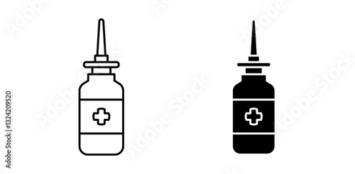 Nasal spray icon pack in flat and thin liner vectors graphic for ui designs