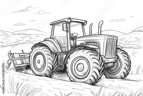 cartoon farm tractor - isolated coloring page - illustration for children