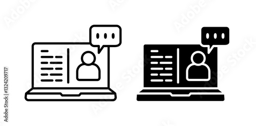 Online consulting icon pack in flat and thin liner vectors graphic for ui designs