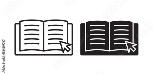 Online library icon pack in flat and thin liner vectors graphic for ui designs